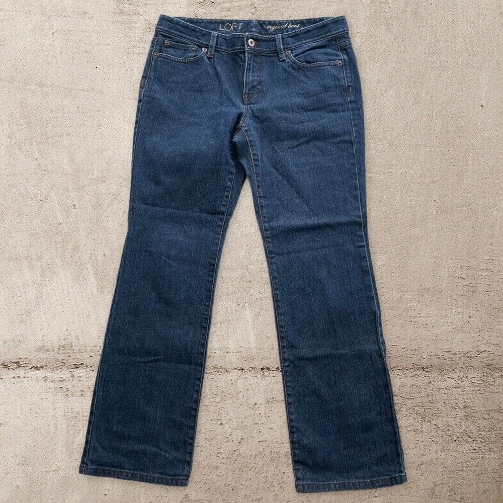 Ann Taylor Loft Original Boot Stretch Womens Dark Blue Jeans Size 8 P x 30